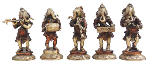 Brass Musical Ganesh Set Of 5 Pcs Statue 1.96kg