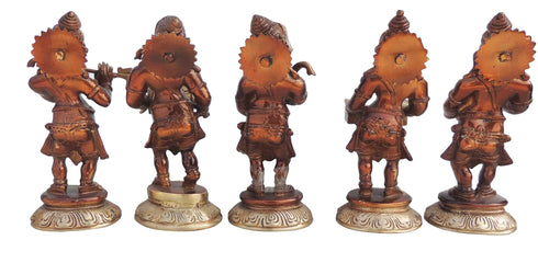 Brass Musical Ganesh Set Of 5 Pcs Statue 1.96kg