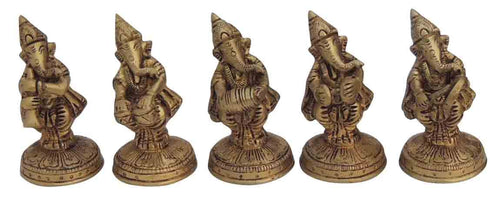 Brass Musical Ganesh 5 pcs set God Idol 0.3kg