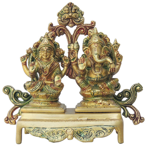 Brass Laxmi Ganesh Base God Idol Statue 2.64Kg
