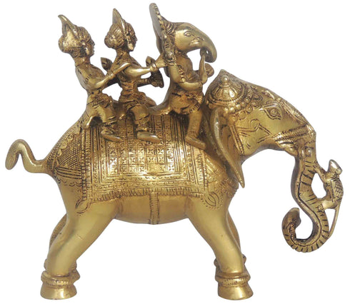 Brass Elephant Ganesh Idol Statue 3.14Kg