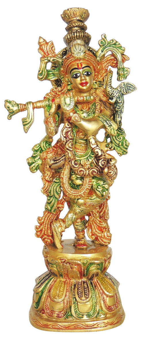 Brass Krishna Ji God Idol Statue 3.38 Kg