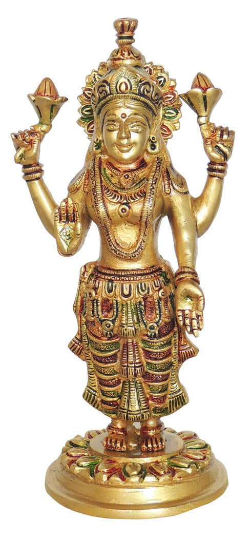 Brass Laxmi Colour Goddess Idol Statue 1.38 Kg
