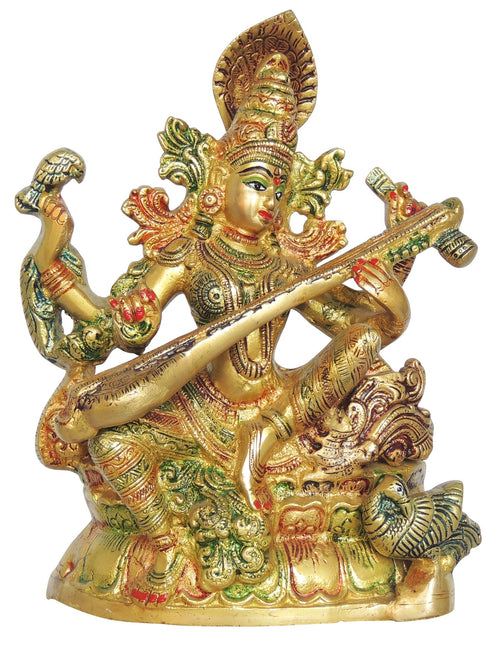 Brass Saraswati Color Idol Statue 4.84 Kg