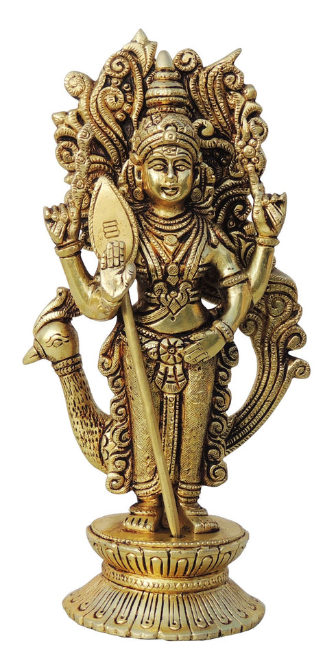 Brass Murugan God Idol Statue 2.38Kg