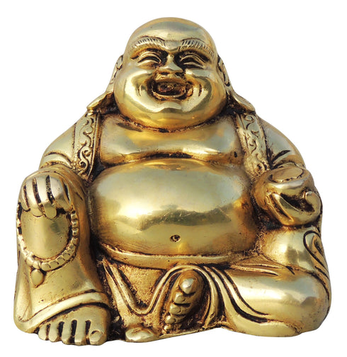 Brass Laughing Buddha God Idol Statue 0.86Kg