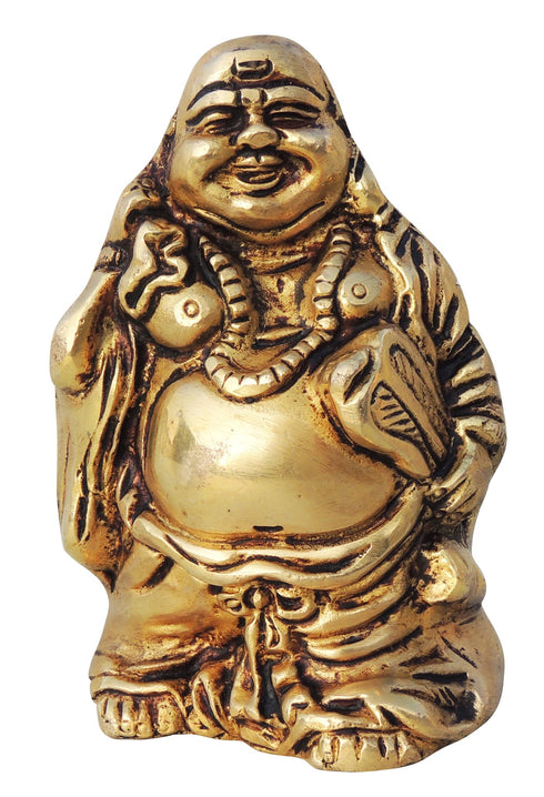 Brass Laughing Buddha God Idol Statue 1.2Kg