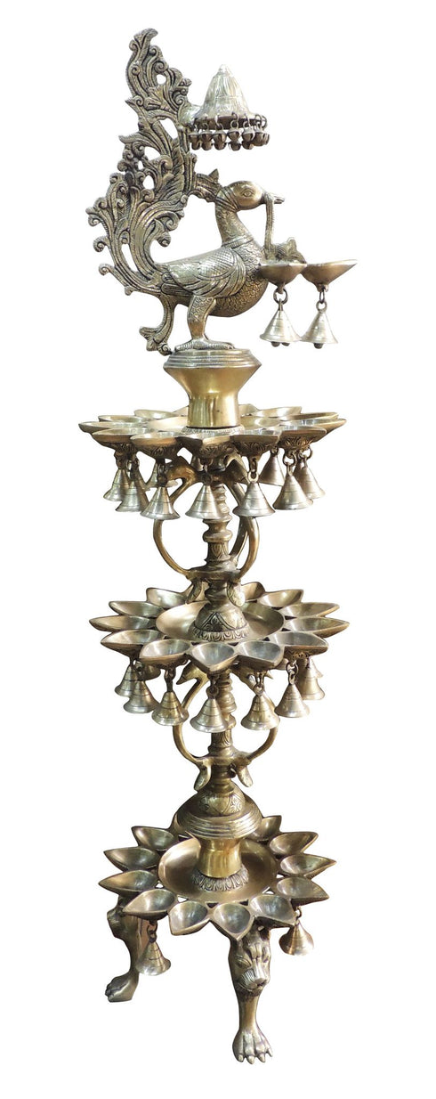 Brass Fancy Peacock 3 Steps Deepak 27Kg