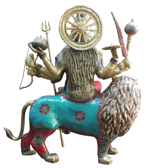 Brass Durga Stone Finish With Lacquer Statue 65Kg