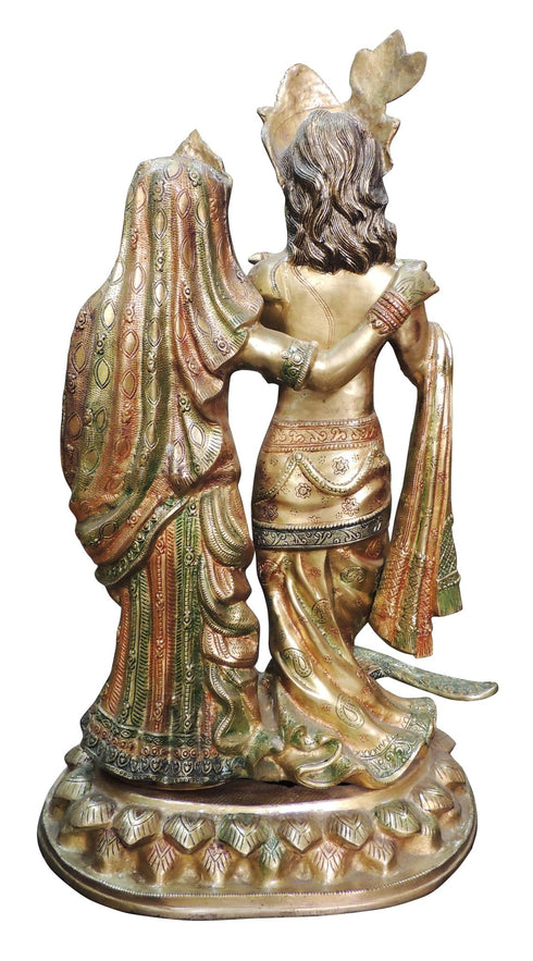 Brass Radha Krishna On One Base Idol Statue 36Kg