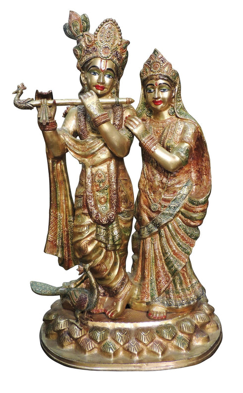 Brass Radha Krishna On One Base Idol Statue 36Kg