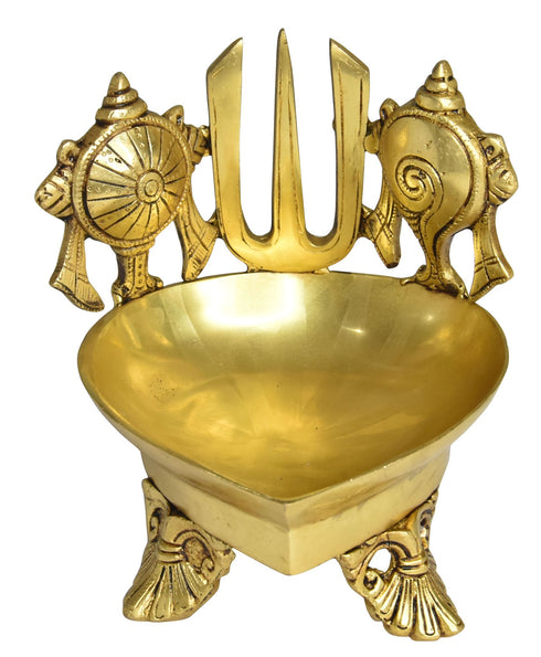 Brass Shankh Chakra Deepak Oil Lamp 1.9Kg