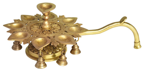 Brass Table 9 Wicks Deepak Oil Lamp 2.6Kg