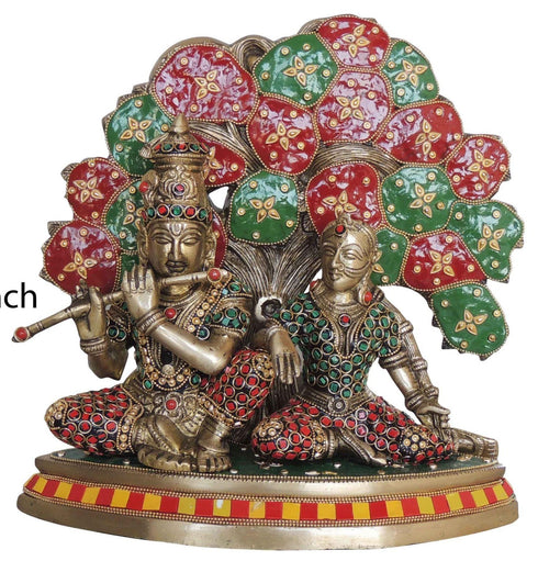 Brass Radha Krishna with Tree Statue 7.72Kg