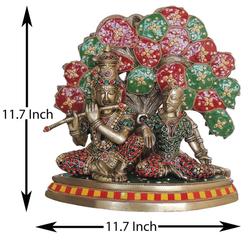 Brass Radha Krishna with Tree Statue 7.72Kg