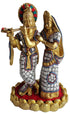 Brass Radha Krishna Same Base Stone God 3.77Kg
