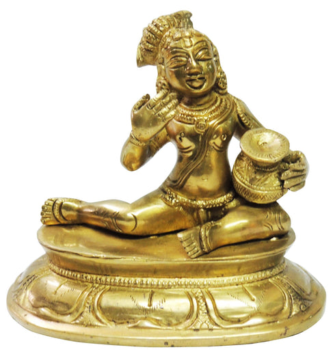 Pure Brass Makhan Krishna Statue 1.248Kg