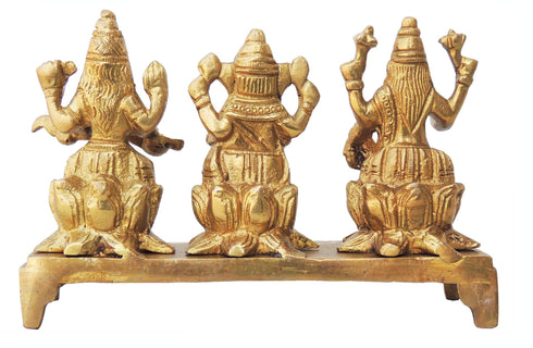 Brass Lakshmi Ganesh Saraswati Statue 0.61Kg