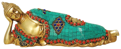 Brass Sleeping Buddha Statue 2.24Kg