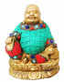 Brass Laughing Buddha Statue With Turquoise Coral 1.205Kg
