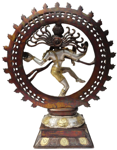 Brass Nataraja Statue With Tri Color Finish 4.3Kg