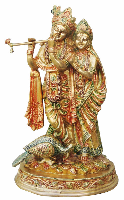 Brass Radha Krishna God Idol Statue 6.154Kg
