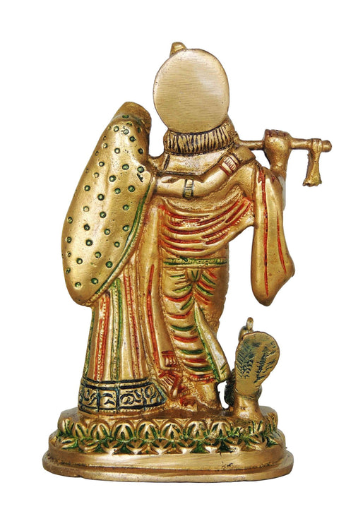 Brass Radha Krishna Same Base God Statue 0.915Kg