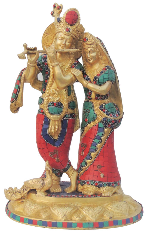 Brass Radhe Krishna Statue God Idol 10.44Kg