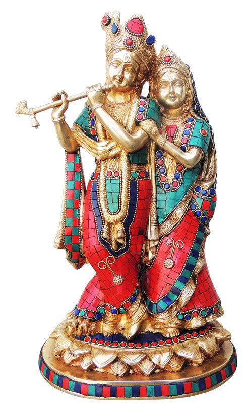 Brass Radha Krishna God Idol Statue 7.67Kg