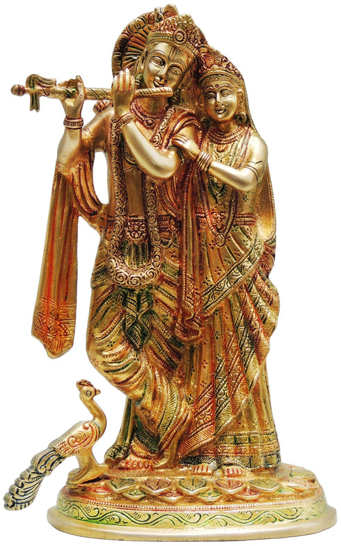 Brass Radha Krishna God Idol Statue 3.76Kg