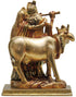 Brass Radha Krishna With Gaye God Statue 1.9Kg