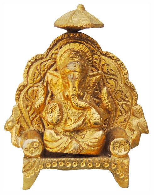 Brass Ganesh Ji With Chatri God Idol Statue 0.19Kg