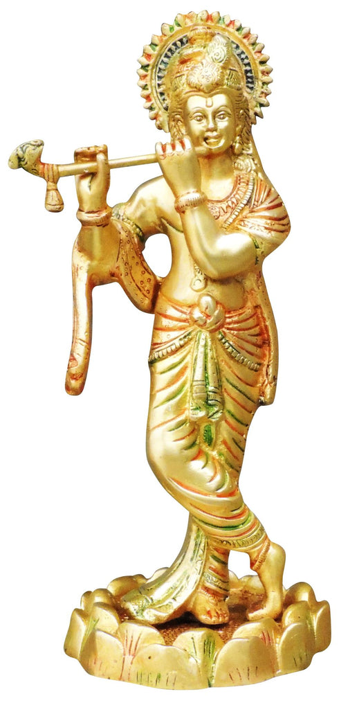 Brass Krishna Colour Statue 1.96Kg