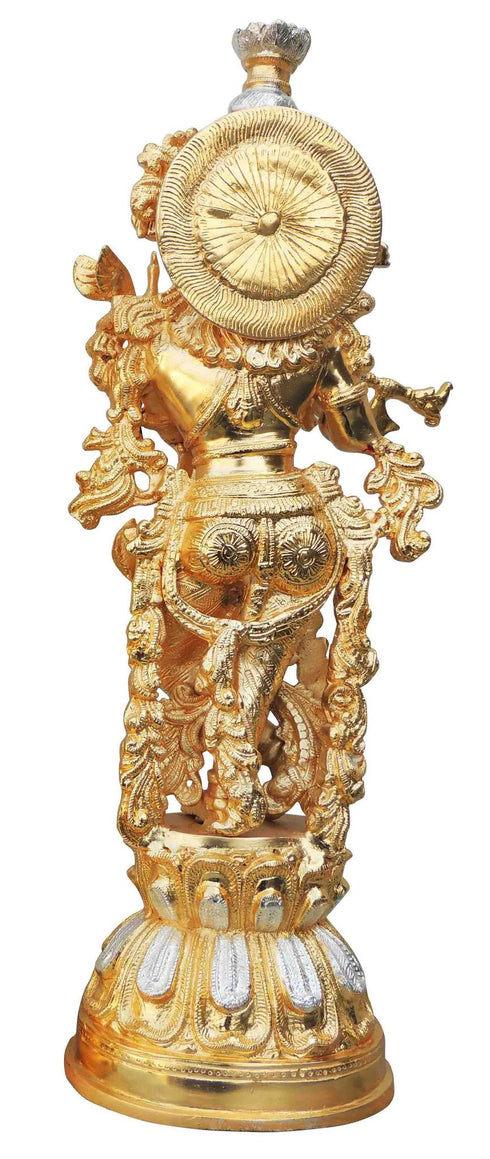 Brass Krishna In Two Tone Finish Statue 8.655Kg