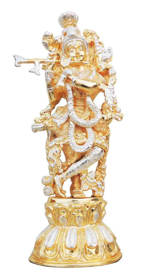 Brass Krishna In Two Tone Finish Statue 5.53Kg