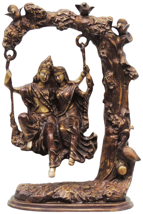 Brass Radha Krishna Tree Jhula Statue 15.77Kg