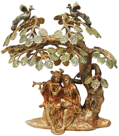Brass Tree Radha Krishna Colour God Statue 6.952Kg