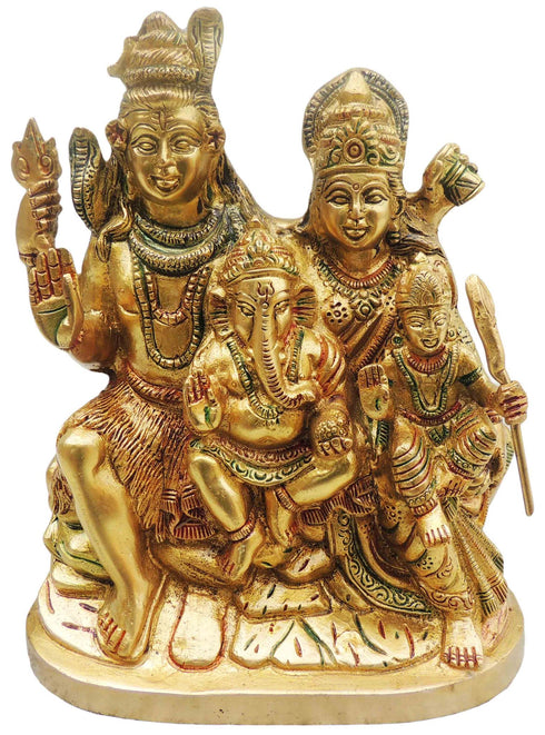 Brass Shiv Parivar Colour Idol Statue | Shiv Family Idol 2.88Kg