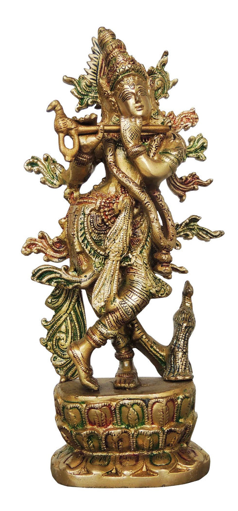 Brass Krishna Colour Statue 2.95Kg