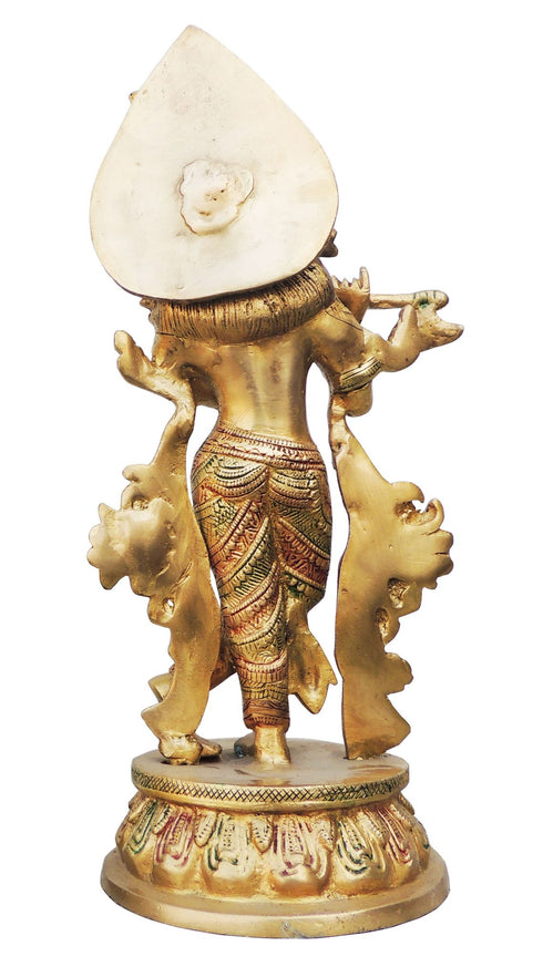 Brass Krishna Colour Statue 3.34Kg