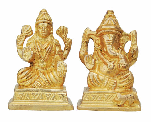 Brass Laxmi Ganesh Pair God Idol Statue 0.4Kg
