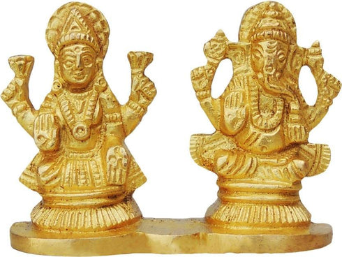 Brass Laxmi Ganesh One Same Base God Idol 0.16Kg