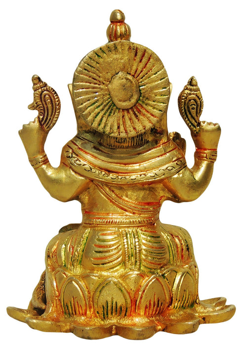 Brass Lotus With Ganesh God Idol 1.31Kg
