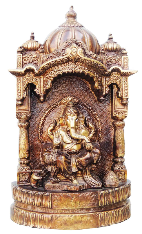 Brass Idol Ganesh Ji With Temple God 12.865Kg