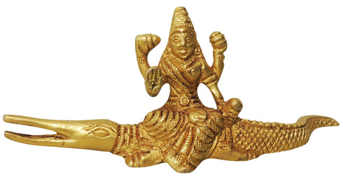 Brass Ganga Ji Sitting On Crocodile 0.16Kg