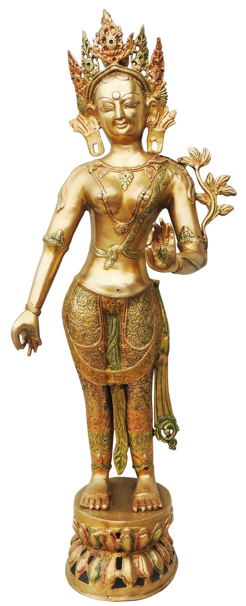 Brass Tara Devi Colour Statue 10.28Kg