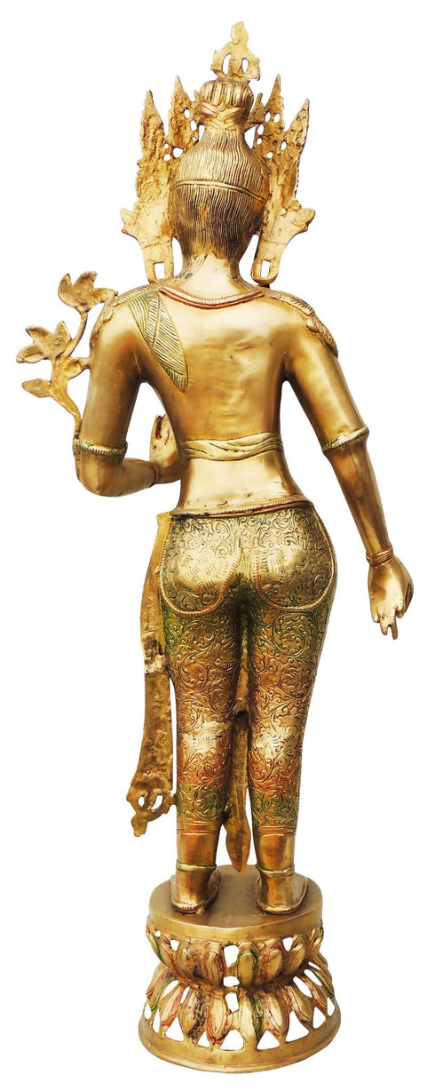 Brass Tara Devi Colour Statue 10.28Kg