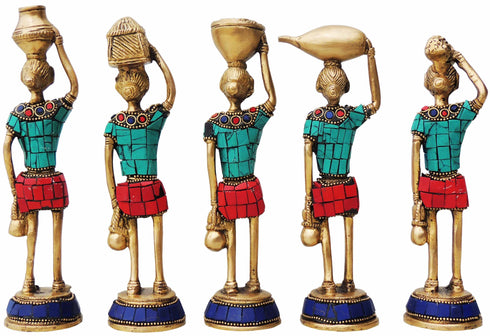 Brass Rajasthani Musical Statue Set Of 5 Pcs 0.4Kg