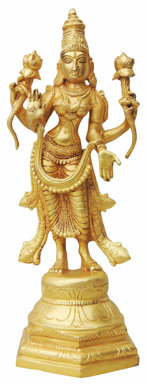 Brass Laxmin Standing Statue 2.385Kg