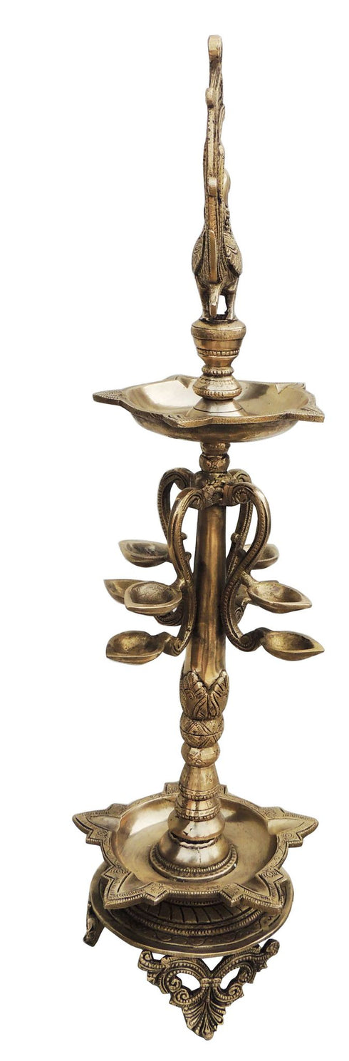 Brass Standing Deepak With Bird Statue 5.62Kg